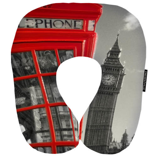 Подушка рогалик дорожная Лондон 32х30 см (DOP_16J099)