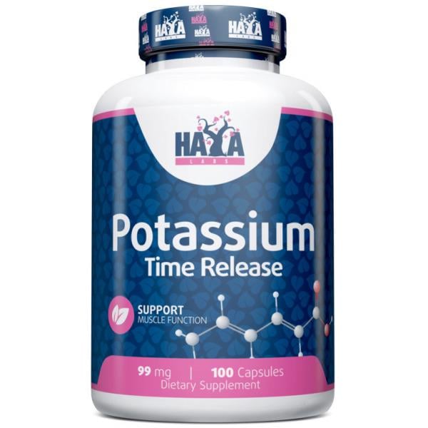 Калий Haya Labs Sustained Release Potassium 99 mg 100 капсул