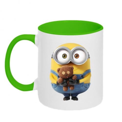 Чашка двухцветная Миньон с мишкой 320 мл Белый с зеленым (352149-37-39466)