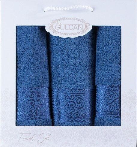 Набор полотенец Gulcan Cotton Ornament 480 г/м2 3 шт. Синий (21616)