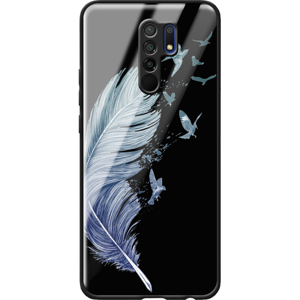 Чехол BoxFace Xiaomi Redmi 9 Feather Черный силикон со стеклом (40233-cc38-40865) - фото 1