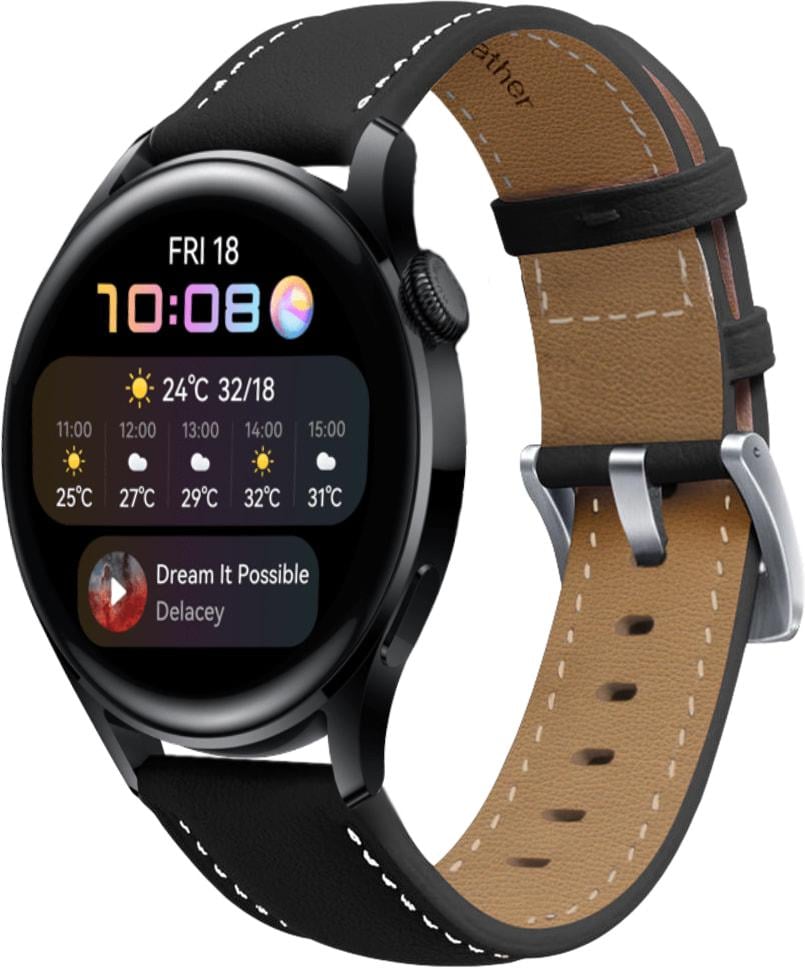 Ремешок кожаный Folsa для Huawei Watch 3 Black (31549-2B)