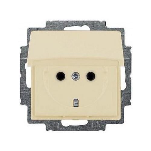 Розетка ABB Basic 55 1-ная с заземлением с крышкой Белый (2CKA002018A0351)