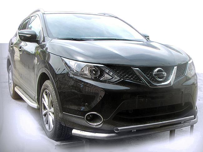 Передняя защита ST014 CAN для Nissan Qashqai 2014-2021 гг. нержавеющая сталь Хром