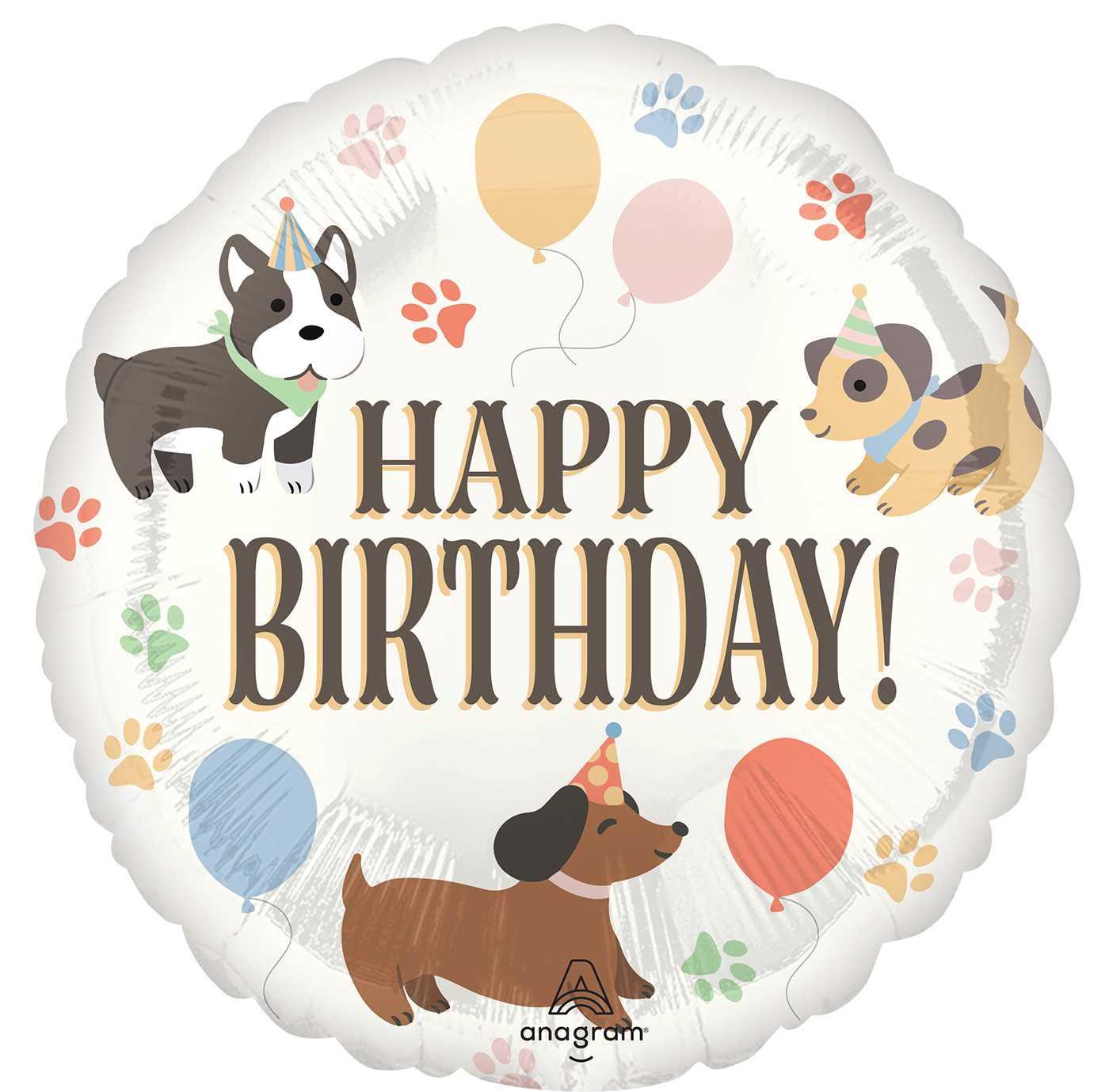 Шарик фольгированный Anagram Happy Birthday песики 45 см (026635465564)