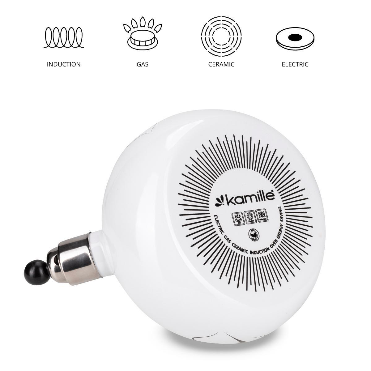 Чайник со свистком Kamille KM-1036 с рисунком из эмалированной стали 2,5 л Белый (150-84-1036) - фото 2 Чайник со свистком Kamille KM-1036 с рисунком из эмалированной стали 2,5 л Белый (150-84-1036) - фото 2