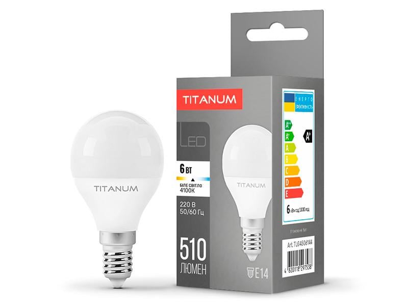 Светодиодная лампа TITANUM G45 6W E14 4100K 220 V (TLG4506144) Светодиодная лампа TITANUM G45 6W E14 4100K 220 V (TLG4506144)
