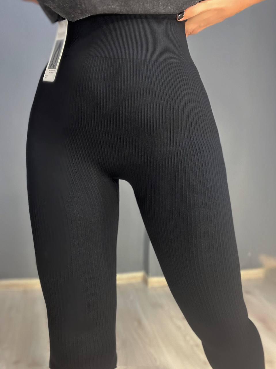 Лосины женские Kenalin 0923 рубчик широкий пояс эффект пуш-ап OS Черный (3228) - фото 3 Лосины женские Kenalin 0923 рубчик широкий пояс эффект пуш-ап OS Черный (3228) - фото 3