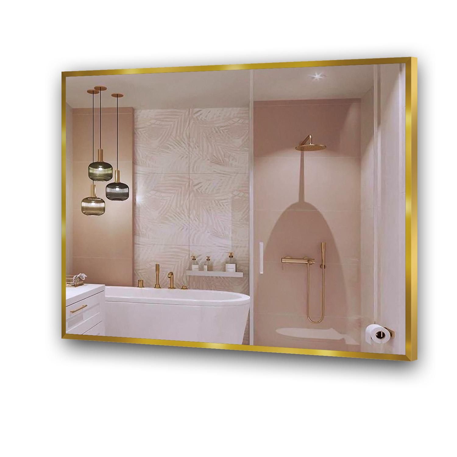 Зеркало настенное в алюминиевой раме с подсветкой Oriana 700x500x30 мм Gold (14968518)