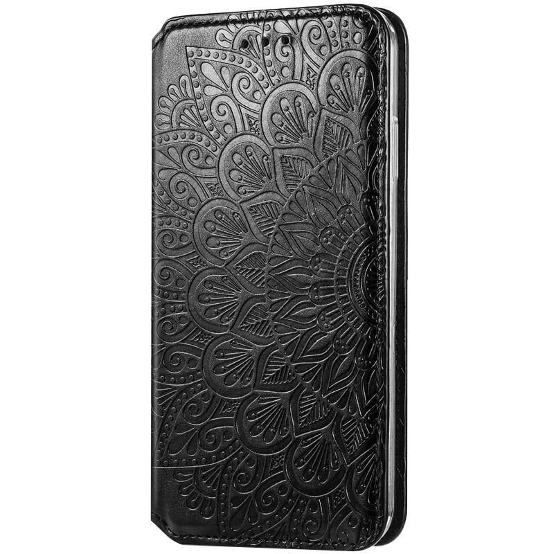 Противоударный Кожаный чехол книжка GETMAN Mandala (PU) для Xiaomi Redmi Note 10 / Note 10s Черный