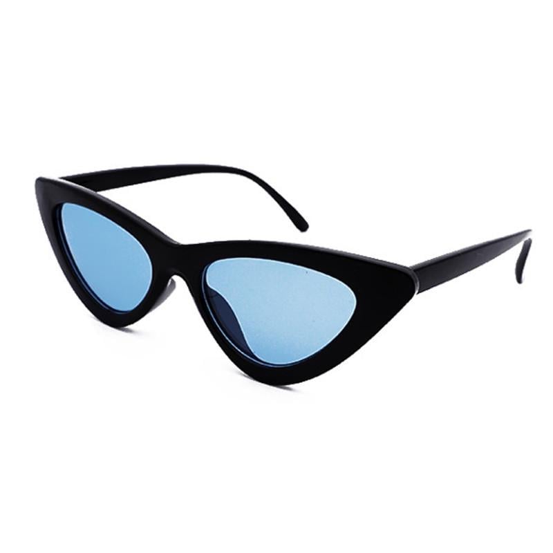 Очки треугольные солнцезащитные Кошачий глаз Черный/Голубой