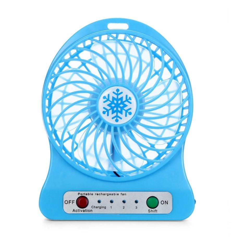Вентилятор портативный Mini Fan с аккумулятором настольный Синий