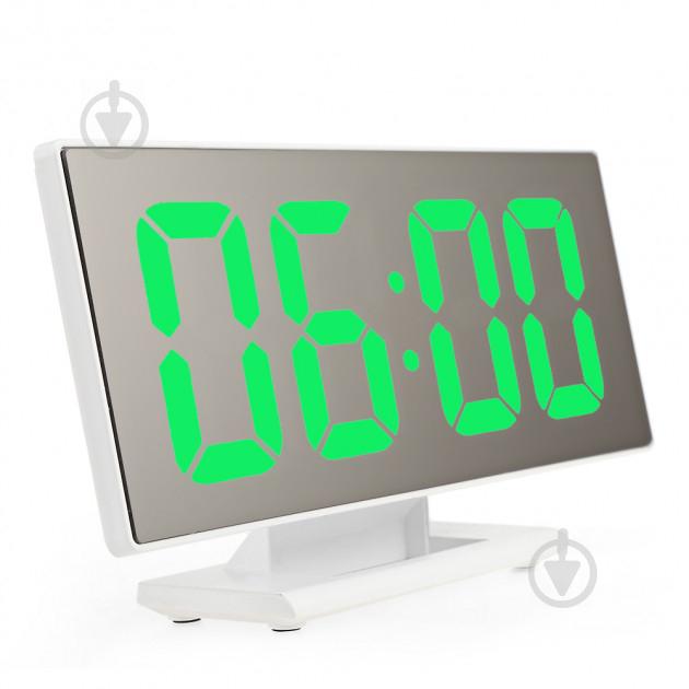 Электронные настольные цифровые часы VST-3618L с LED подстветкой зеленого цвета Белые