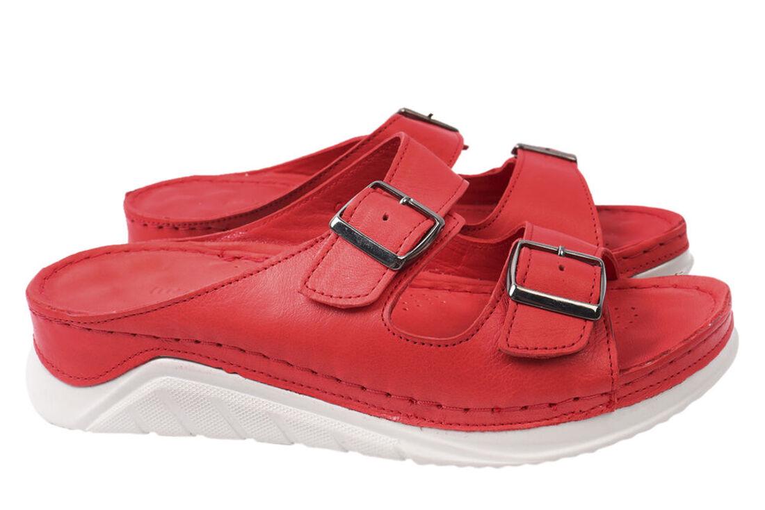 Шлепанцы женские Mario Muzi из кожи на платформе с открытой пятой р. 36 Красный (602-21/22LSHC)