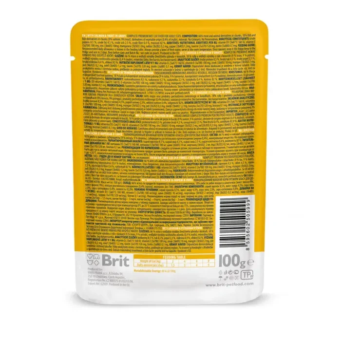 Вологий корм Brit Premium Cat Pouch для котів з лососем і фореллю 100 г (100271/505999) - фото 2 Вологий корм Brit Premium Cat Pouch для котів з лососем і фореллю 100 г (100271/505999) - фото 2
