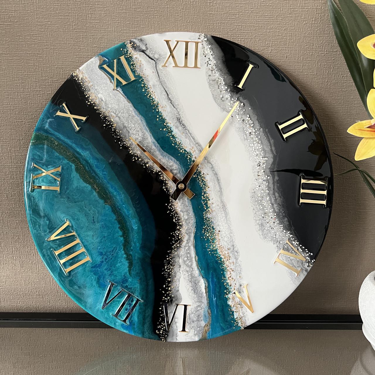 Часы настенные круглые из эпоксидной смолы EPOXY M207 50x50 см