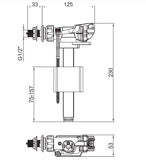 Арматура наполнительная KOER KT-0106 1/2" с боковым подключением и пластиковым резьбовым соединением (KR5336) - фото 2 Арматура наполнительная KOER KT-0106 1/2" с боковым подключением и пластиковым резьбовым соединением (KR5336) - фото 2