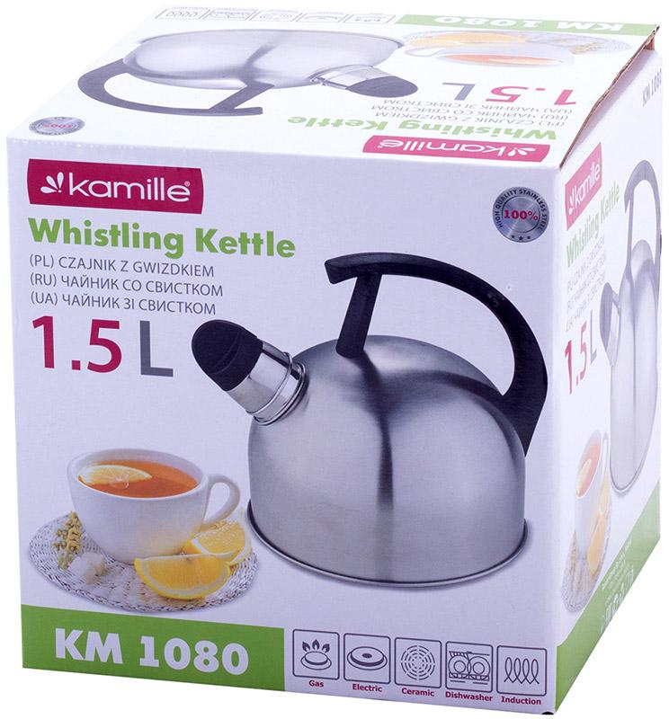 Чайник Kamille Whistling Kettle из нержавеющей стали со свистком 1,5 л (KM-1080) - фото 6