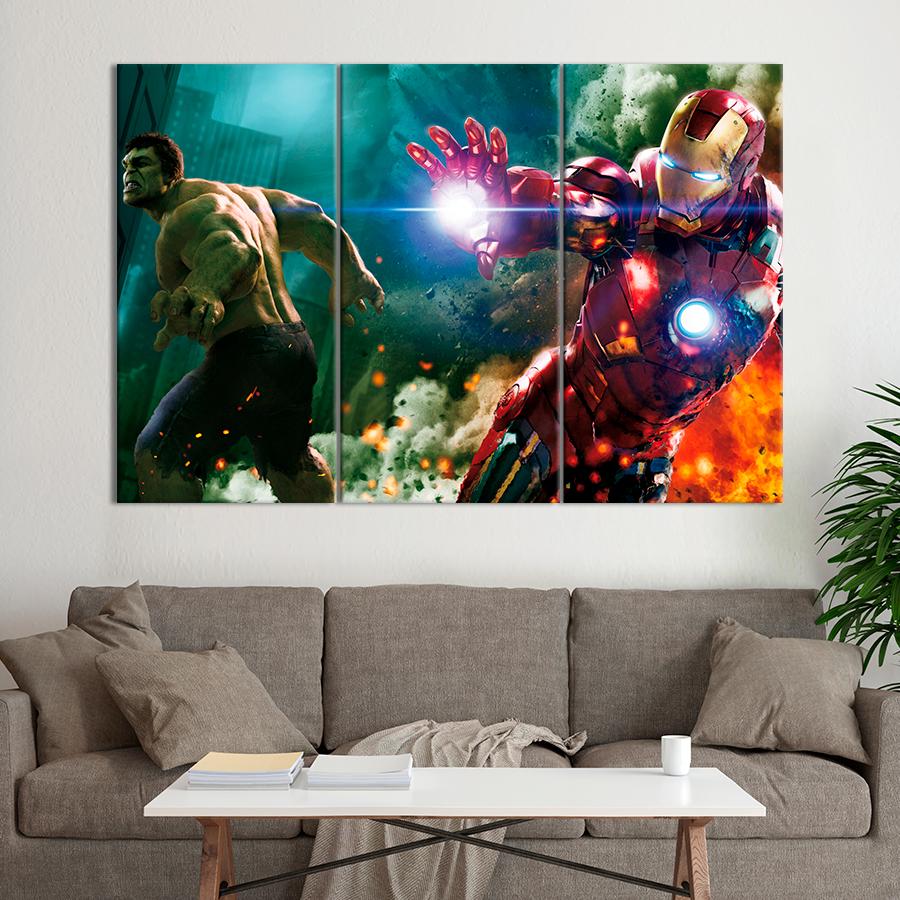 Настенний декор Постер фильма Мстители Халк и Железный человек 128x81 см (A28-3)