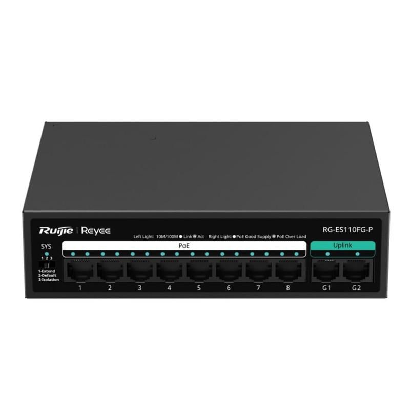Коммутатор неуправляемый Ruijie Reyee RG-ES110FG-P PoE 10 портов (3103387588)