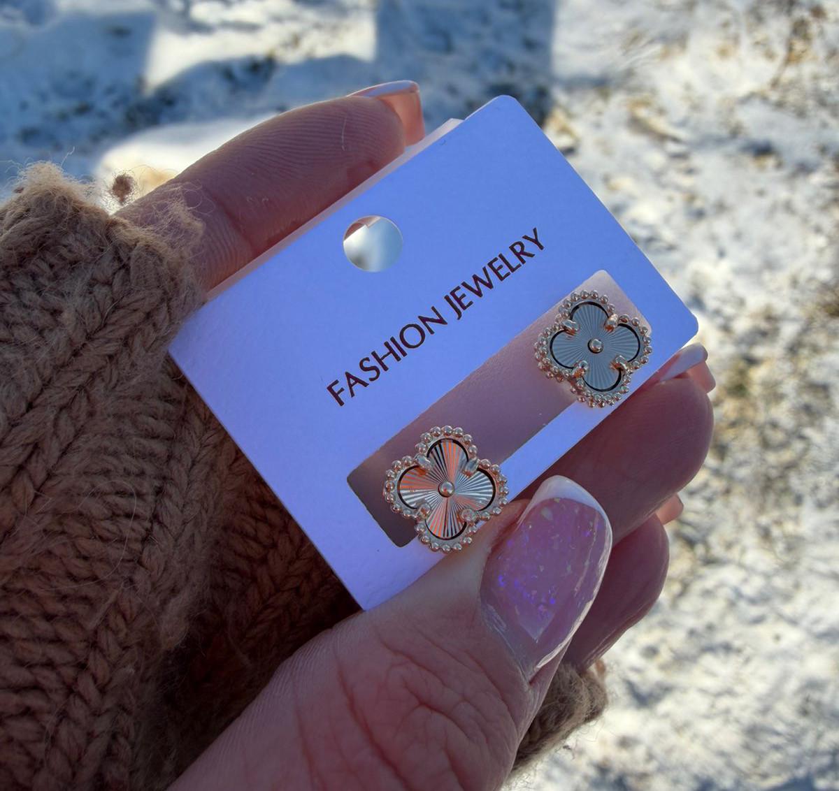 Серьги Xuping Клевер ювелирный сплав 18к 585п 1,5 см Золотой (322-011)