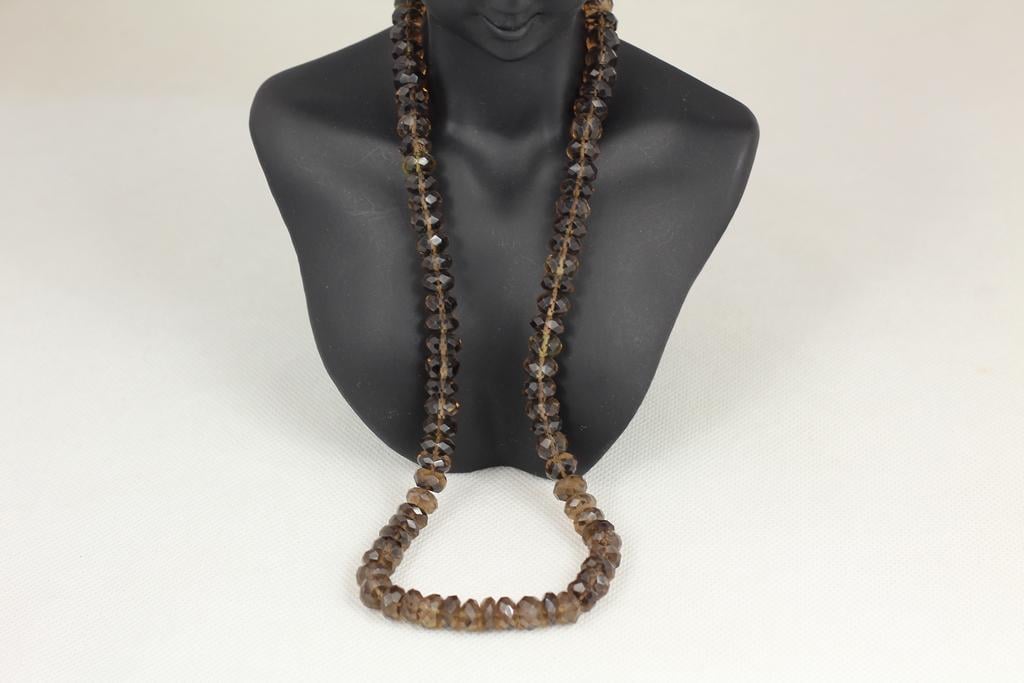 Бусы Дымчатый кварц 49 см Золотистый (29514142)