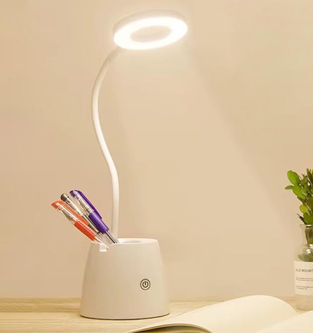 Лампа настільна гнучка акумуляторна 2400 mAh сенсорна органайзер для ручок LED 4200K Білий
