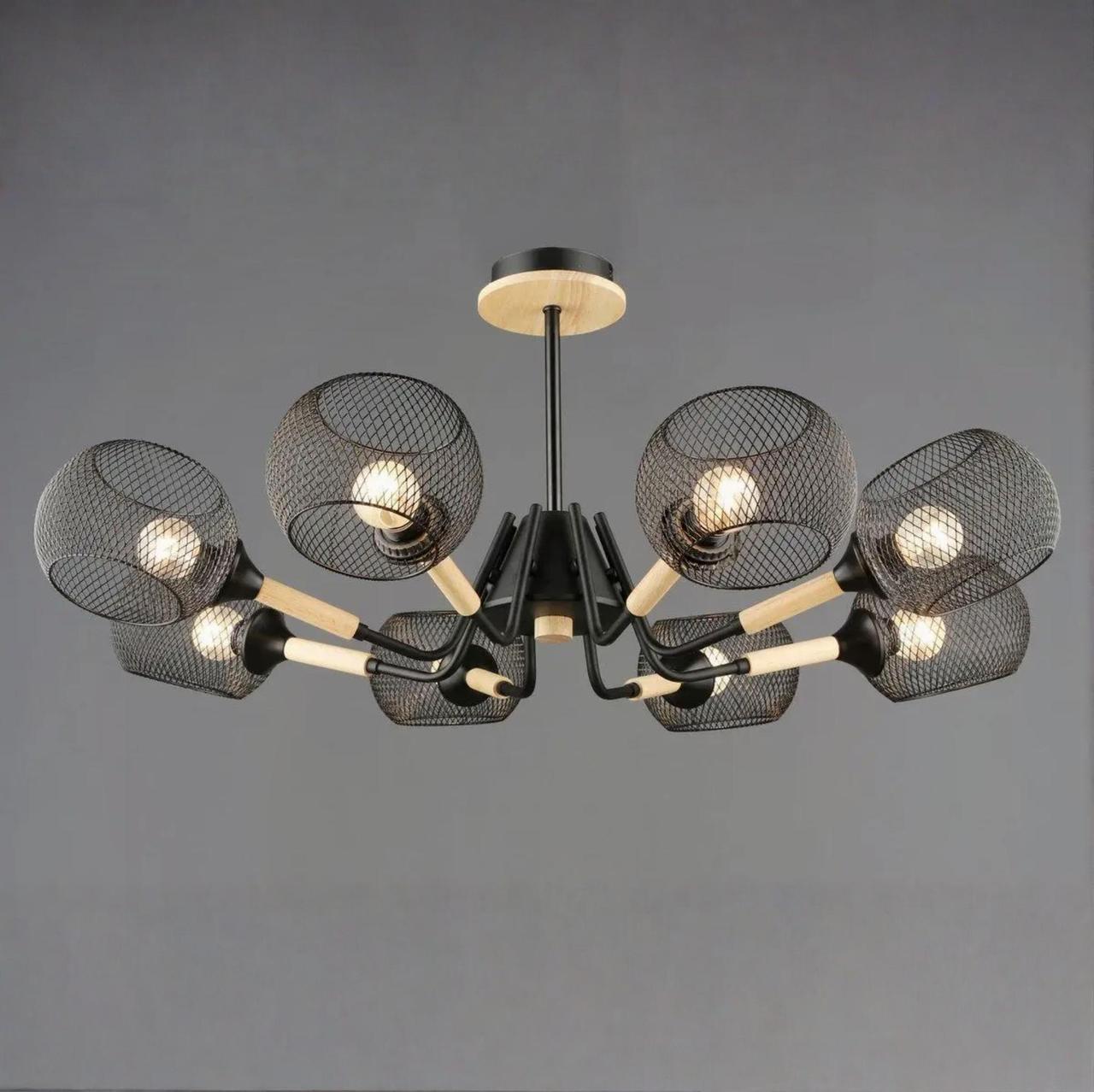 Люстра Valeso с каркасом из дерева под восемь ламп Е27 Черный (N6620/8)