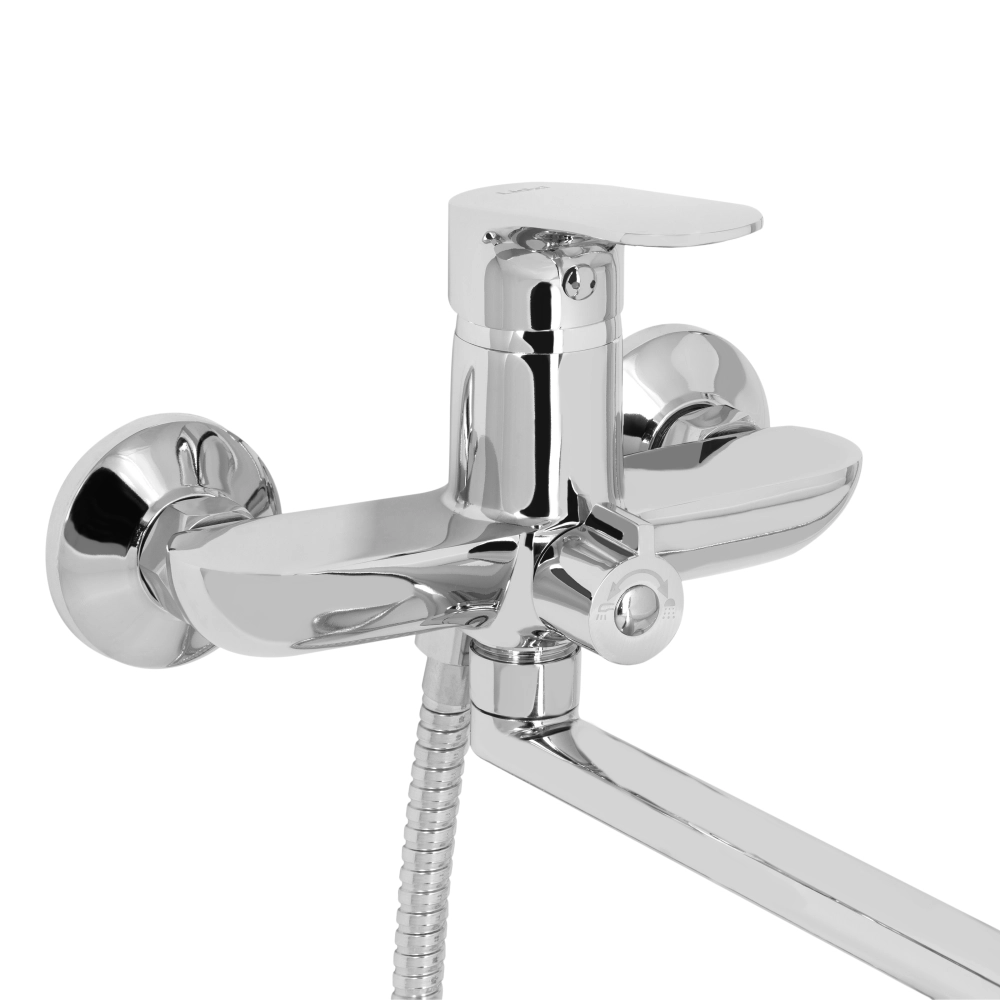 Смеситель для ванны Lidz Arrow 0052 с поворотным изливом с душевым гарнитуром Chrome