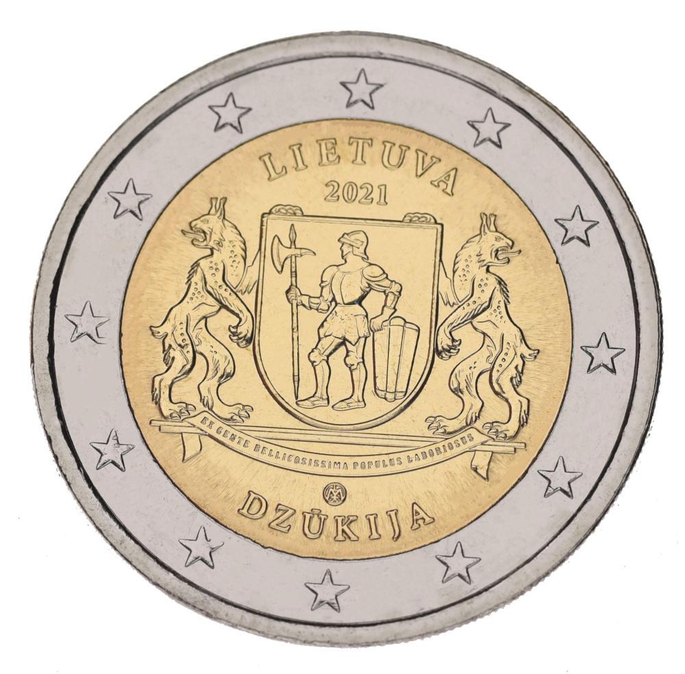 Коллекционная монета Литва 2 евро 2021 Биметалл UNC Регион Дзукия