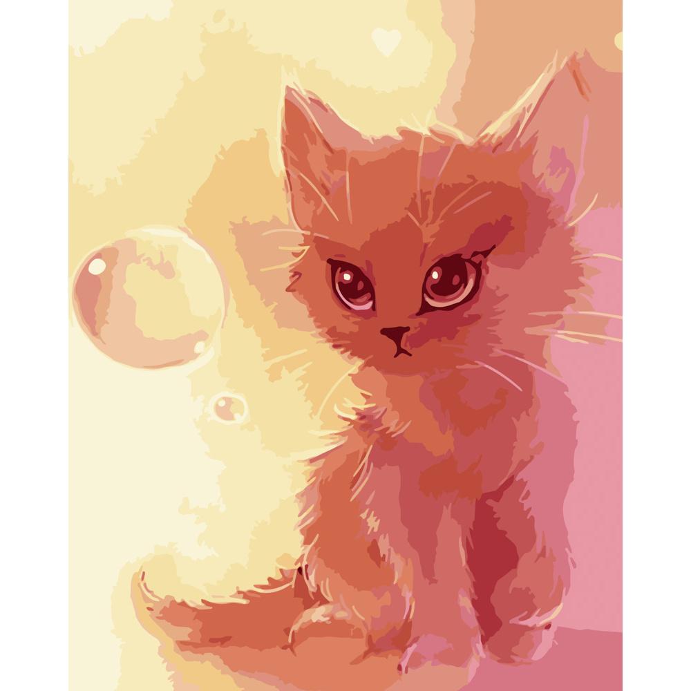 Картина по номерам Strateg Премиум Котенок с пузырьком 40х50 см (DY187)