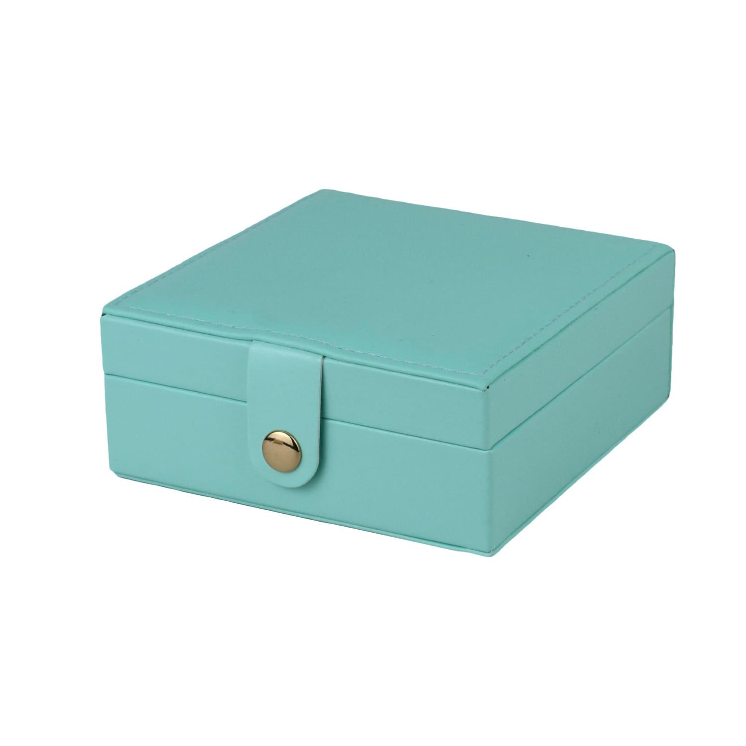 Шкатулка для украшений компактная из экокожи 12х12х5 см Голубой (ШДД-11-1) - фото 2 Шкатулка для украшений компактная из экокожи 12х12х5 см Голубой (ШДД-11-1) - фото 2