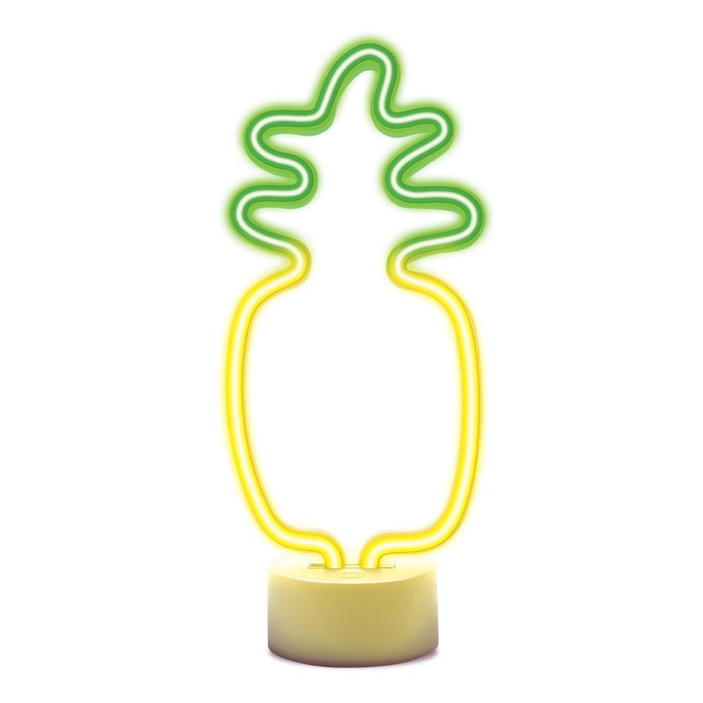 Светильник неоновый Ананас на подставке на батарейках USB 12,8x29,5х8,5 см