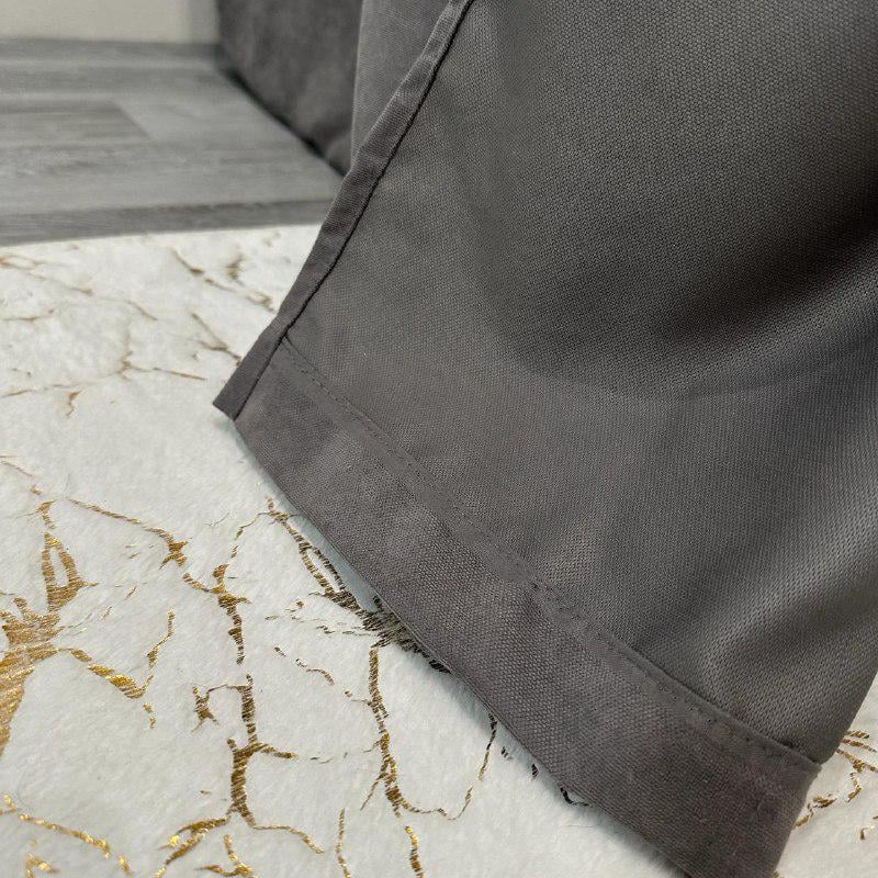 Комплект штор микровелюр 2 шт. 1,5х2,7 м готовые на шторной тесьме 6 см Графитовый (petek-V69) - фото 2