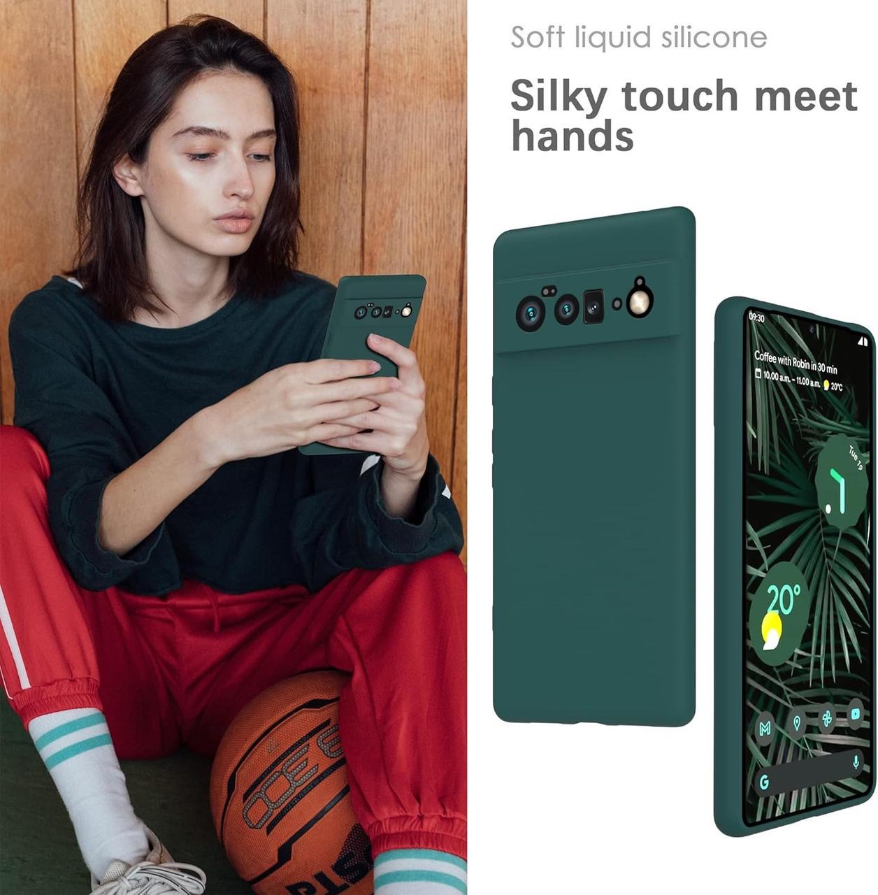 Силіконовий чохол для Google Pixel 6 Pro (з мікрофіброю всередині) Темно-зелений - фото 9 Силіконовий чохол для Google Pixel 6 Pro (з мікрофіброю всередині) Темно-зелений - фото 9