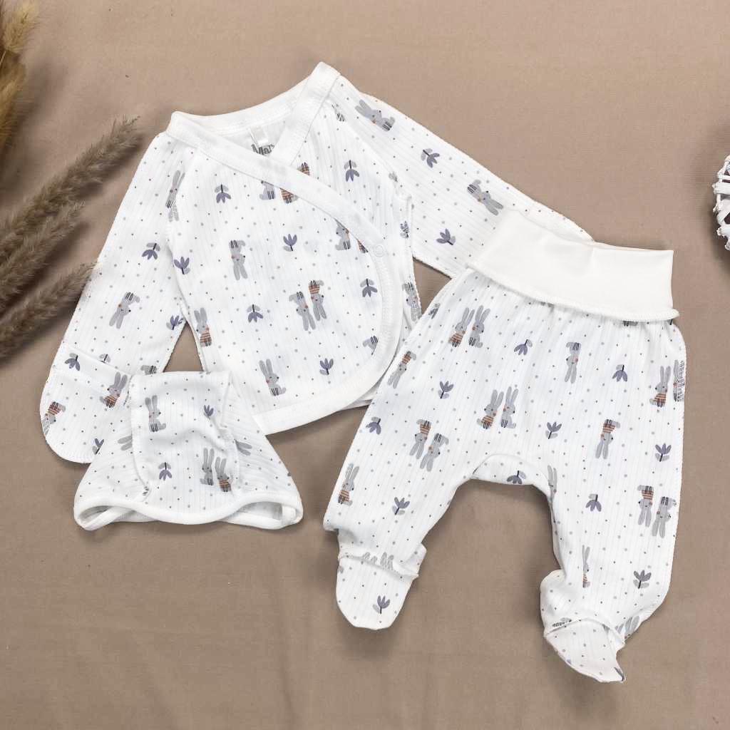 Комплект RoyalBaby с зайчиками интерлок интерлок р. 56 3 шт. Молочный с серым (143764-19224)