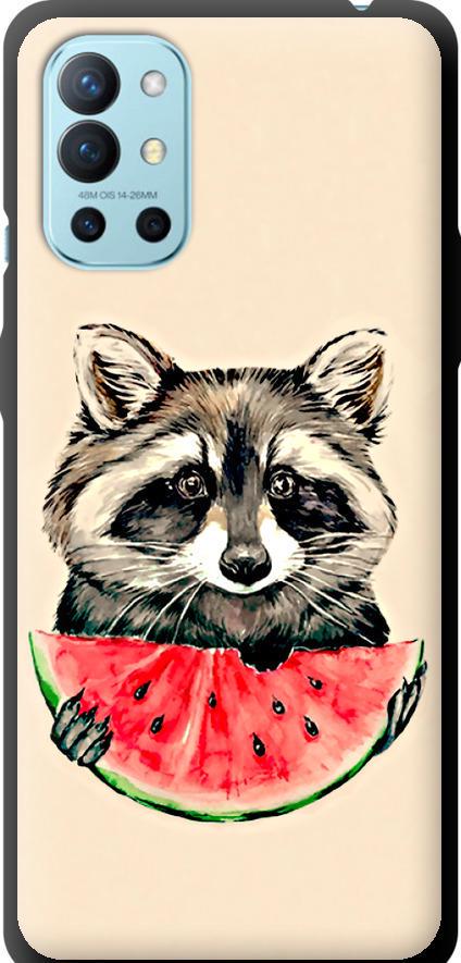 Чехол на OnePlus 9R Енотик с арбузом (4605b-2326-42517)
