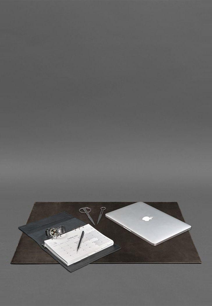 Крышка стола руководителя кожаный бювар 1.0 Crazy Horse Темно-коричневый (A-026912) - фото 2