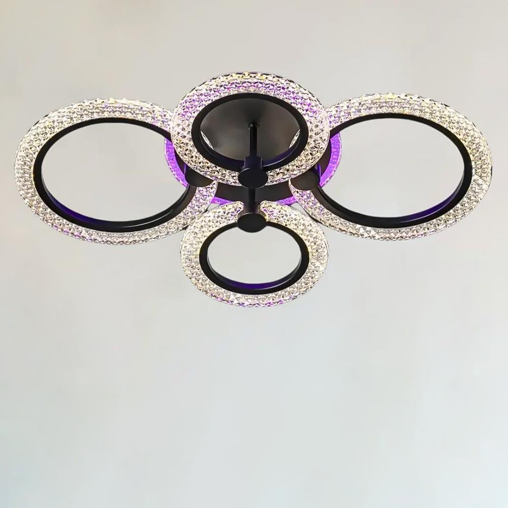 Люстра потолочная светодиодная Light House SC-19286/2/2C BK PK/BU/PL 72W/16W 2,4G 630х130 мм Черный