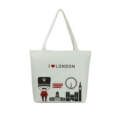 Сумка-шопер холщовая с лондонским полицейским I Love London Белый (51-1095-П)