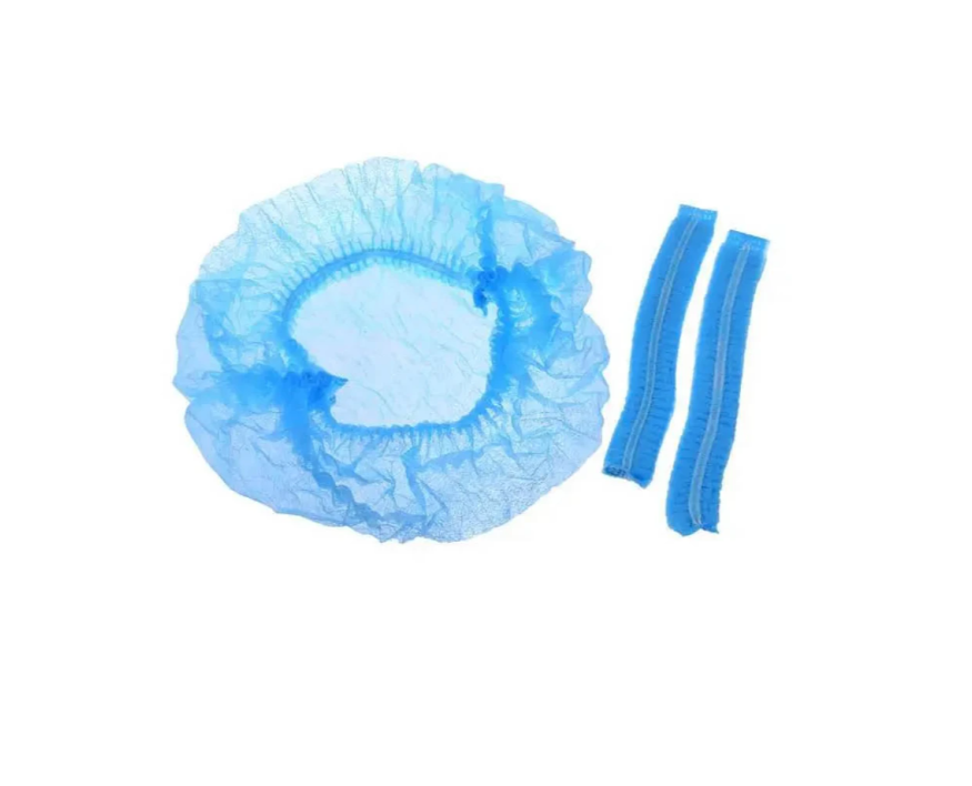 Шапочка медицинская нестерильная из спанбонда на двойной резинке PM 100 шт. Голубой