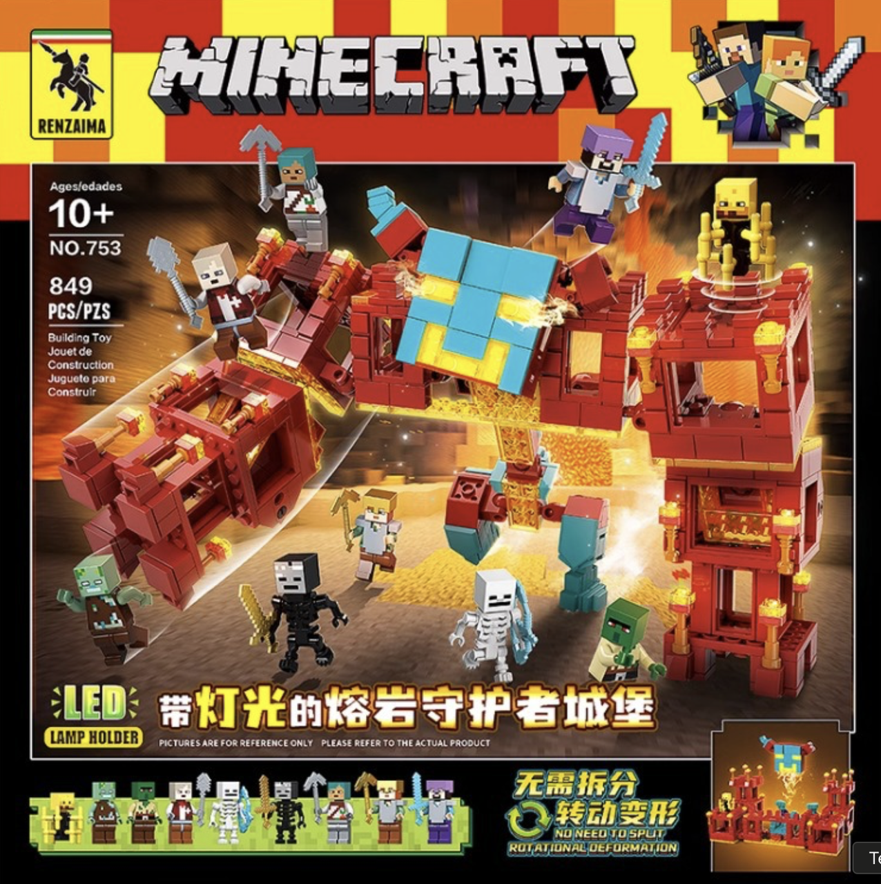 Конструктор My World Minecraft Вогненний Голем трансформер 2в1 849 деталей (KO-07) - фото 5 Конструктор My World Minecraft Вогненний Голем трансформер 2в1 849 деталей (KO-07) - фото 5