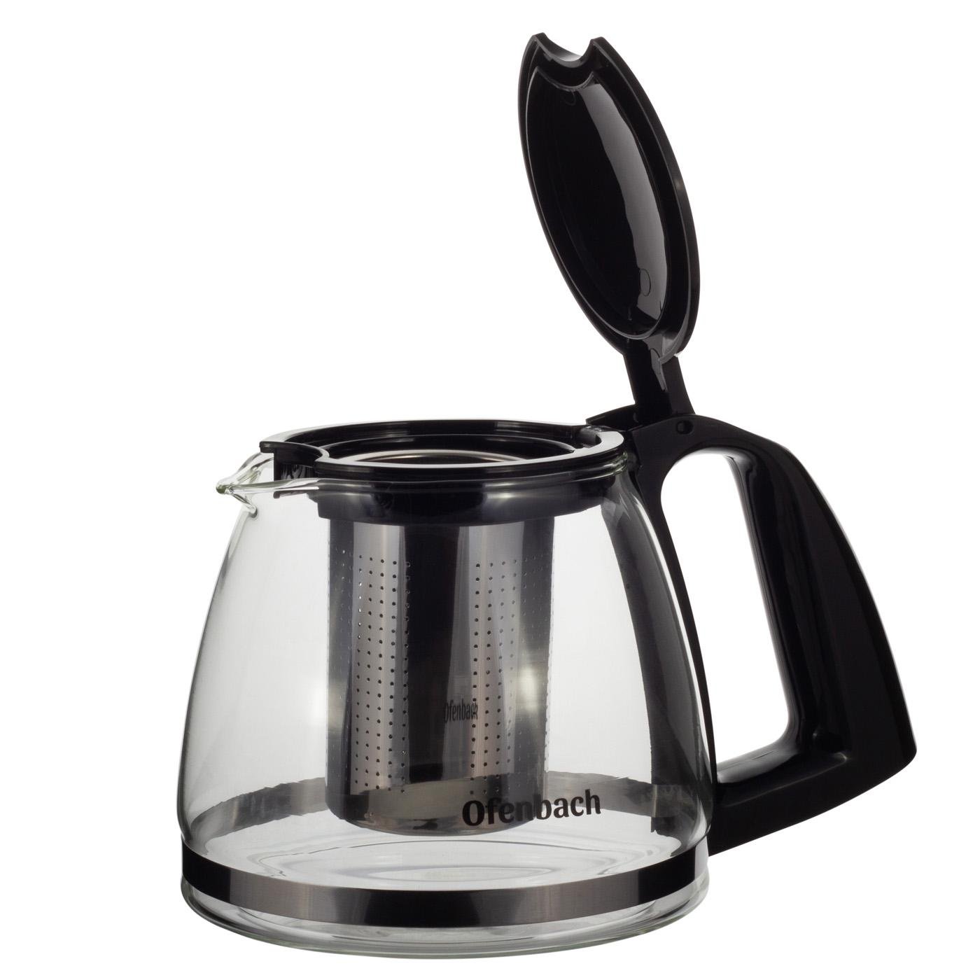 Заварочный чайник со съемным ситечком Ofenbach KM-100614S из термостойкого стекла 750 мл Прозрачный (150-84-100614S) - фото 3