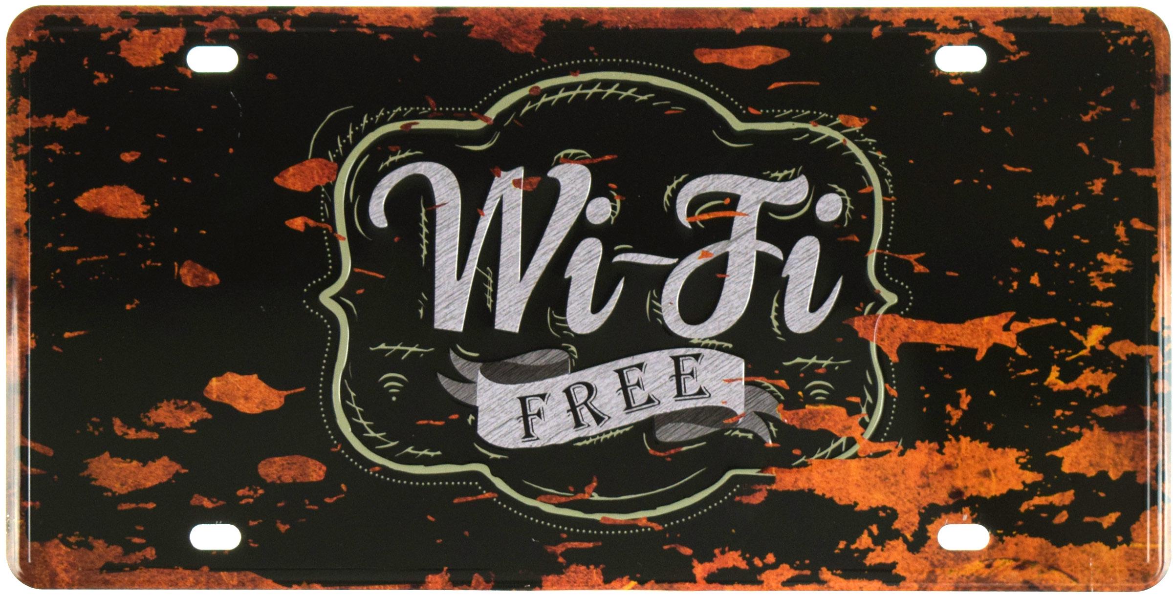 Табличка металлическая Wi-Fi Free Декоративная Ржавчина 15x30 см