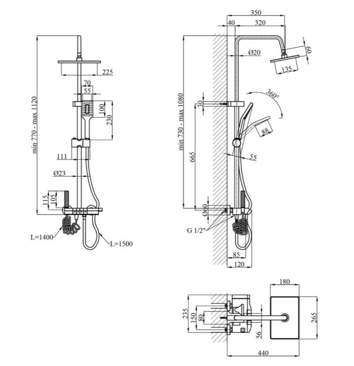 Душова система Agua Acero AVION 04354AM (CV032619) - фото 2