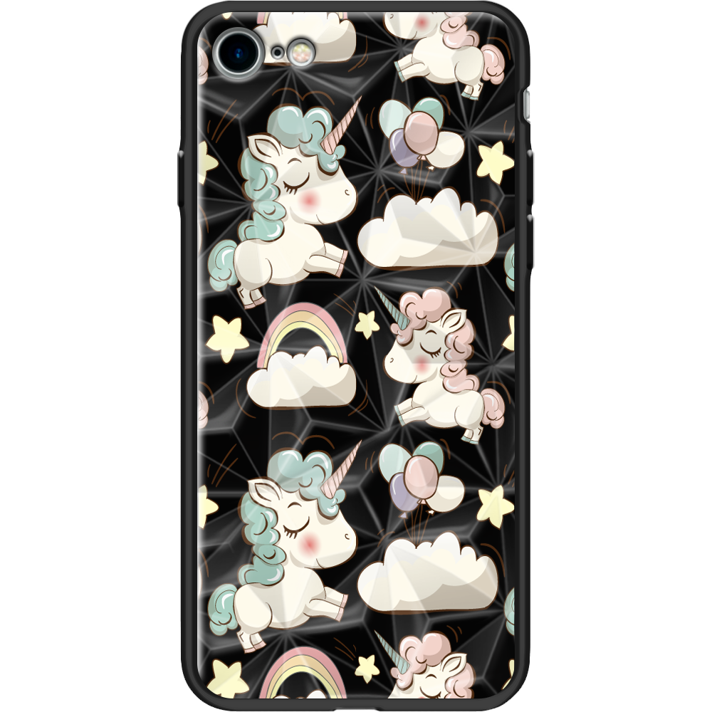 Чехол BoxFace Apple iPhone 7/8 SE  2020 Unicorns Черный силикон с призмой (26205-cc2-37544)