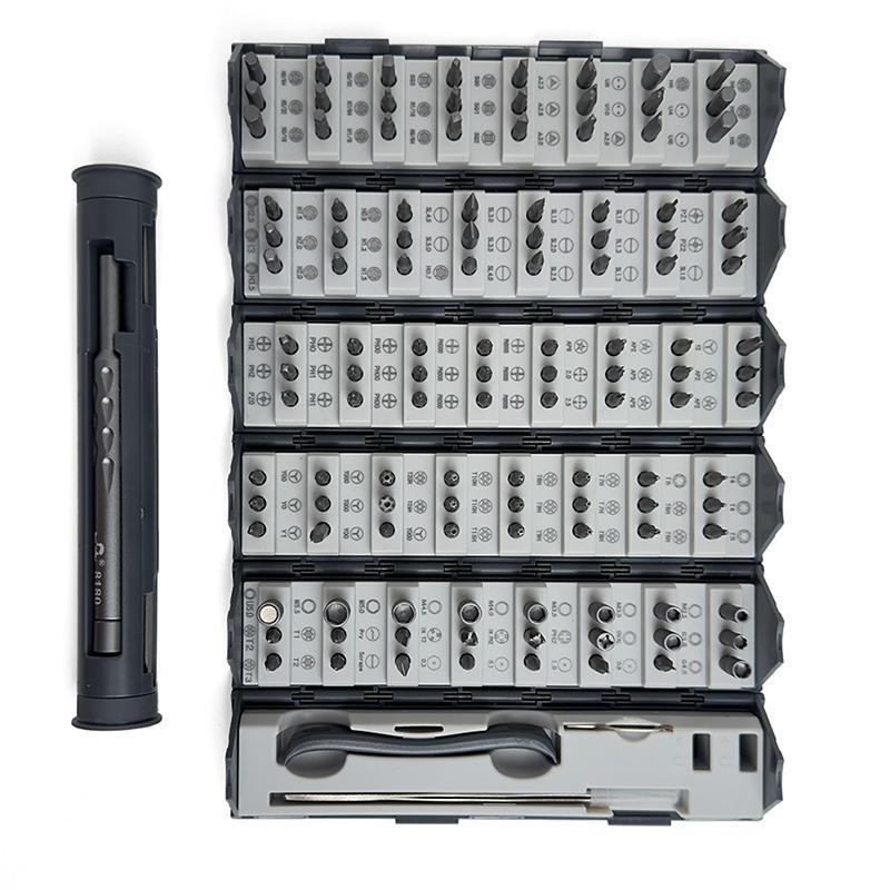 Набор магнитных отверток 128в1 для точных работ с битами из стали S2 Roll-up хранения Gray (110299) - фото 5 Набор магнитных отверток 128в1 для точных работ с битами из стали S2 Roll-up хранения Gray (110299) - фото 5