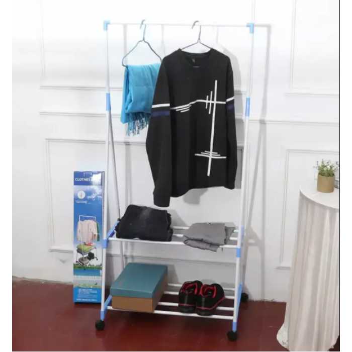 Вешалка для одежды Clothes Rack Multi-Function двухъярусная передвижная напольная - фото 2 Вешалка для одежды Clothes Rack Multi-Function двухъярусная передвижная напольная - фото 2