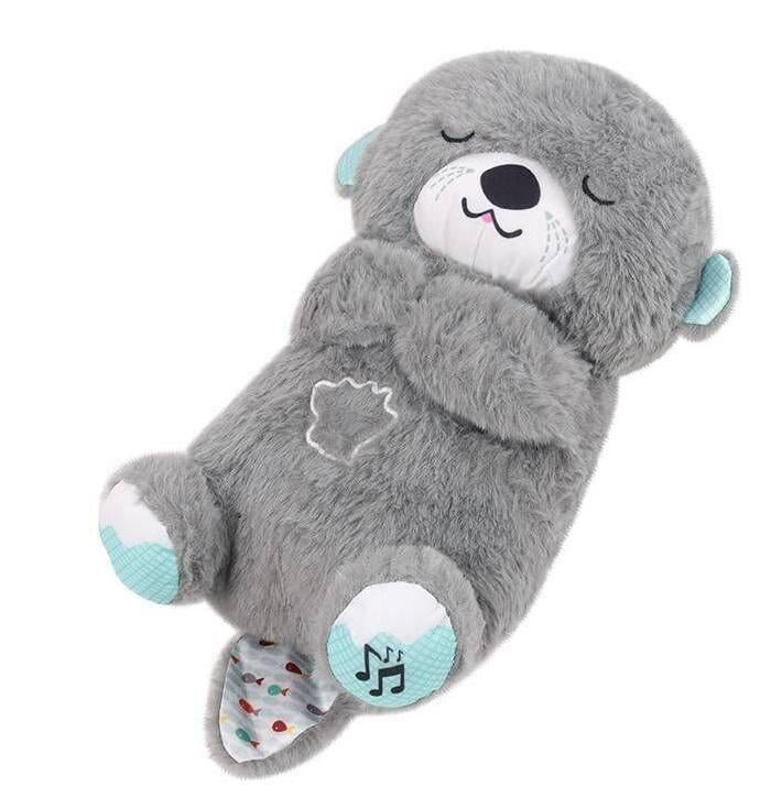 Игрушка интерактивная плюшевая выдра с функцией ночника и музыкальное дыхание 30 см Серый (wh046)