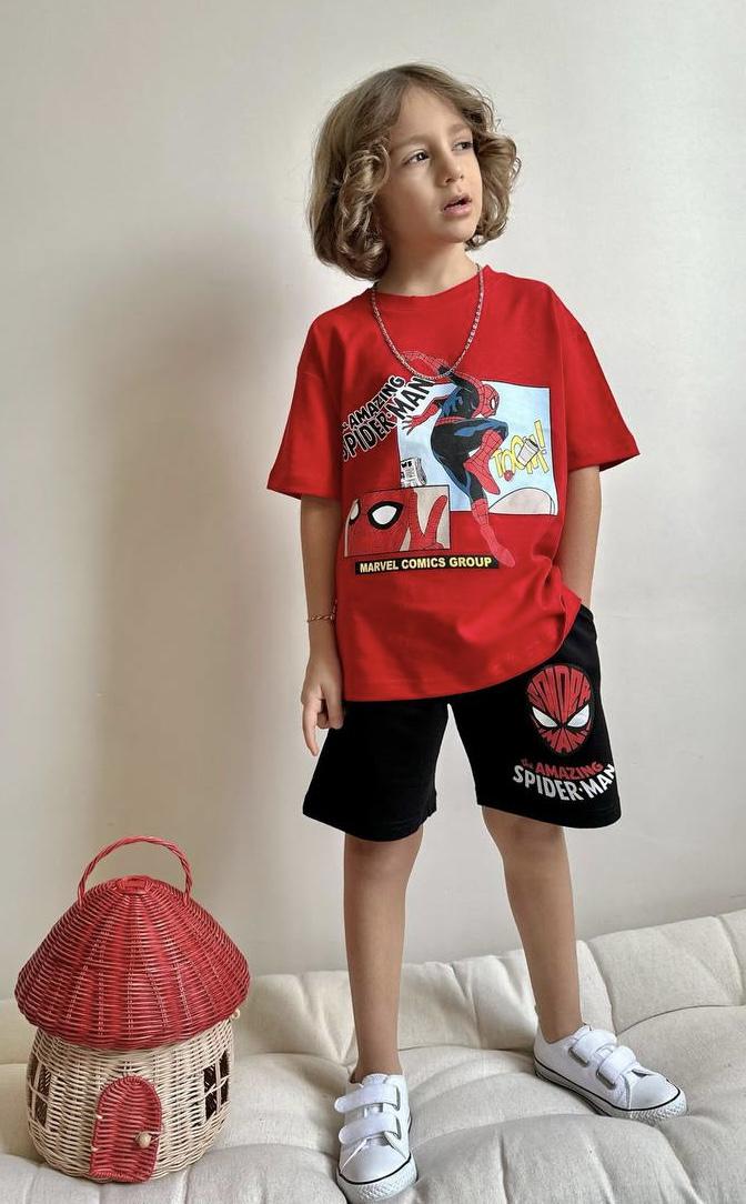 Костюм летний для мальчика футболка/шорты Wiki boom kids Spider Man 134-140 см Красно-черный (26527944)